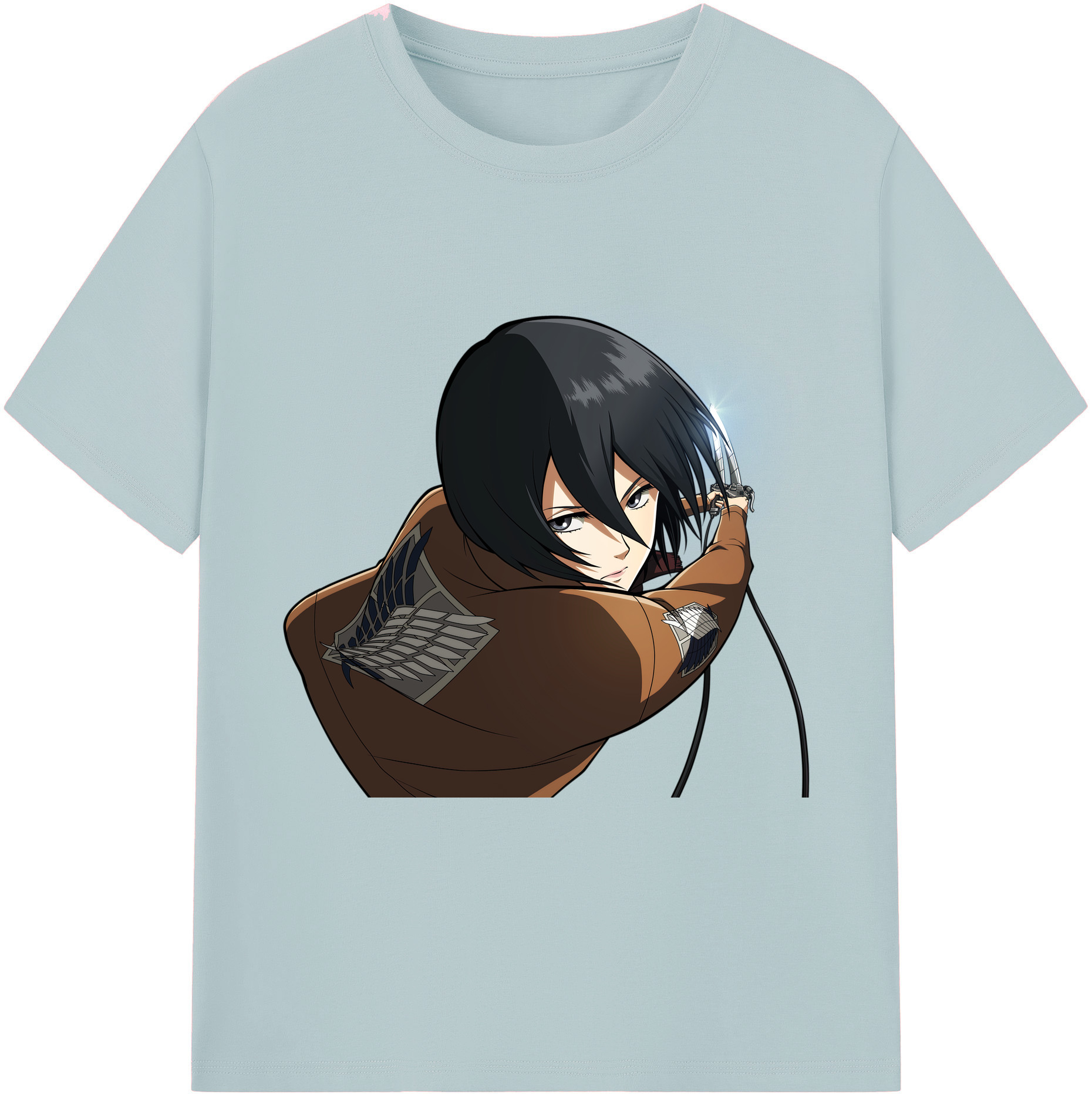 （画像用） 進撃の巨人 ミカサ·アッカーマン Attack on Titan Mikasa Ackerman 綿100％半袖Tシャツ（フロントプリント）